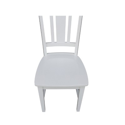 White High Back Solid Wood Slat Dining Chair Set