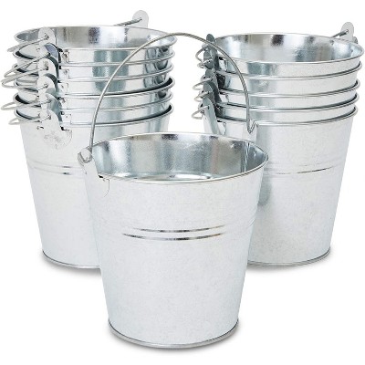 Juvale 12-Pack 5-inch Decorative Galvanized Metal Buckets with Handles 5 x 5 x 4.7 in