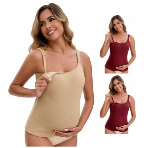 INSPIRE CHIC Women's 3 Packs Maternity Thermal Tank Tops with Built-In Bra with Adjustable Straps - 1 of 4
