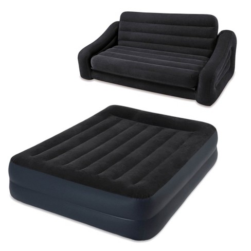 Intex Inflatable Queen Size Pull Out Futon Sofa Couch Bed Queen Air Mattress