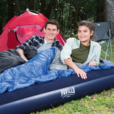Blue Queen Flocked Air Mattress with Pump