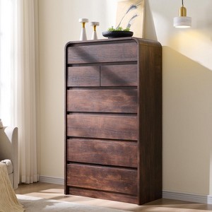 7 Drawers Dresser for Bedroom, Modern Dressers & Chests of Drawers with Curved Profile Design, Wooden Dresser for Living Room - 1 of 4