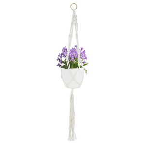 Unique Bargains Macrame Plant Hanger Woven Cotton Indoor Outdoor Decorative - 1 of 4