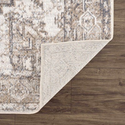 Herae Beige and Cream Washable Oriental Area Rug 9'2" x 12'