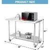 48"x24" Stainless Steel Prep Table w/ Undershelf & Wheels - Heavy-Duty Commercial Worktable for Kitchens - 3 of 4