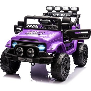 Kids RC Electric Truck, Battery Operated Vehicle with Remote Control, Spring Suspension, LED Lights, Bluetooth, 3 Speed Gears, Parent Remote Control - 1 of 4