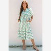 Amaryllis Women’s Midi Dress Vertical Floral Stripe Print Flutter Sleeve Split Neck Tiered Dress - 4 of 4