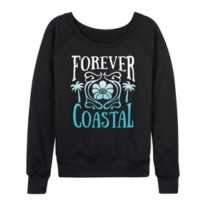 Women's - Instant Message - Forever Coastal Lightweight French Terry Wide Neck Long Sleeve Graphic Shirt - 1 of 4