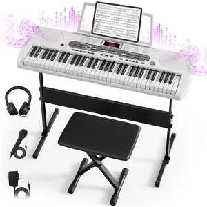 SKONYON 61-Key Electronic Keyboard Piano Set with LCD Screen, Lighted Keys, 3-Teaching Modes; Ideal for Keyboard Piano for Beginners - 1 of 4