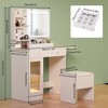 FONTOI 31.5"W Vanity Desk with Mirror and Chair Glass Top with 2 Drawers and Cabinet for Woman Bedroom Dressing Room, White, 31.5"*15.55"*53.15" - 3 of 4