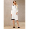 INSPIRE CHIC Women's Midi Knitted Ribbed Ruffled A-Line Sweater Polo Dresses - 2 of 4