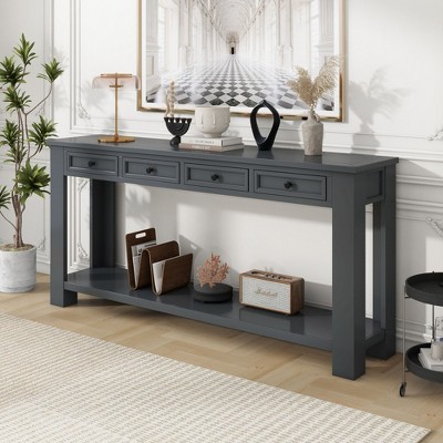 CAVINAS Rectangular Console Table with Storage Drawers,Entryway Table with Bottom Shelf,Console Table for Living Room