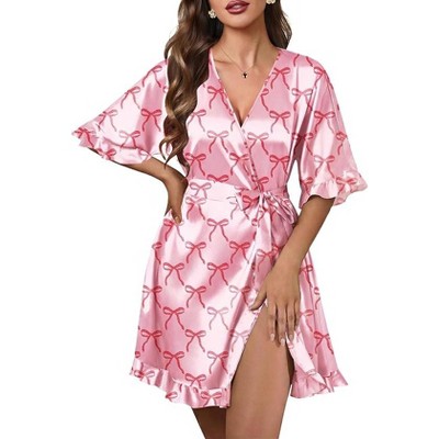 pink dressing gown short Pink Embossed Logo Cosy Short Dressing Gown