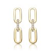 Guili 14K Yellow Gold Plated with Cubic Zirconia Triple Chain Drop Earrings Featuring Stylish Sophisticated Design for Jewelry Enthusiasts - 2 of 2