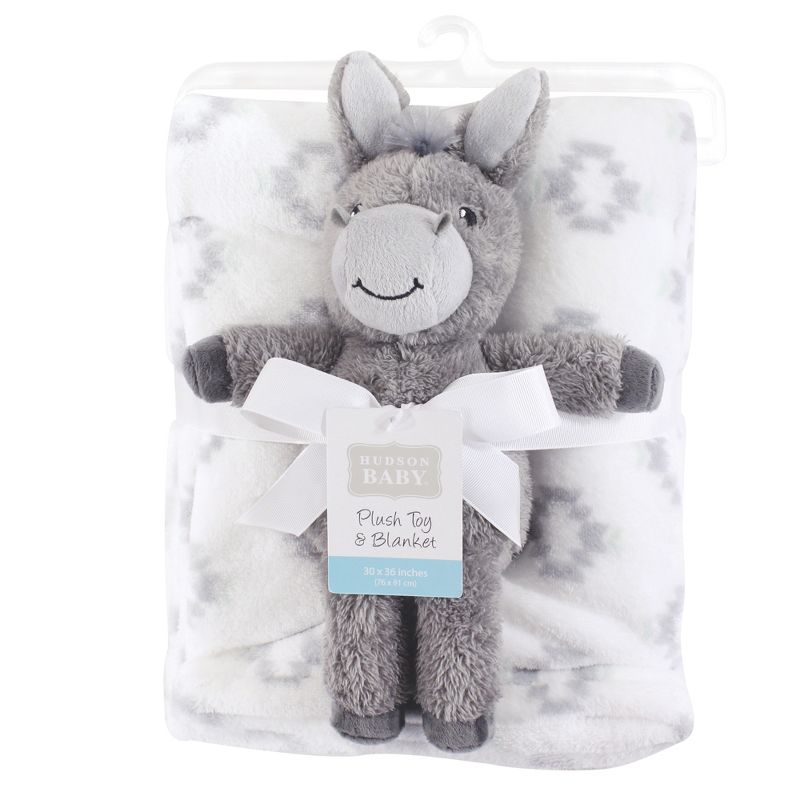 Hudson Baby Infant Plush Blanket with Toy, Snuggly Donkey, One Size, 2 of 3