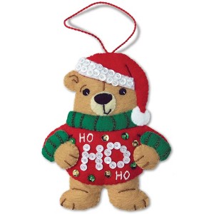 UGLY SWEATER BEAR 2, HO HO HO Felt Ornament Kit from MerryStockings - 1 of 1