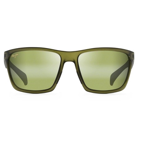 Maui Jim Makoa Wrap Sunglasses - Green Lenses With Green Frame 