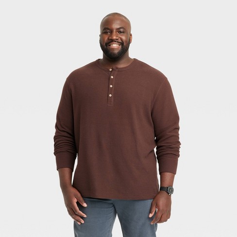 Long Sleeve Solid Thermal Henley Tee