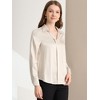 INSPIRE CHIC Women's Elegant V Neck Long Sleeve Office Work Satin Shirt - 2 of 4