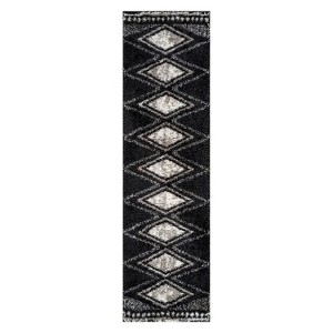World Rug Gallery Geometric Grid Shag Rug – Anthracite Dark Gray – Medium Pile – Durable for Living Room, Bedroom, or Entryway - 1 of 4