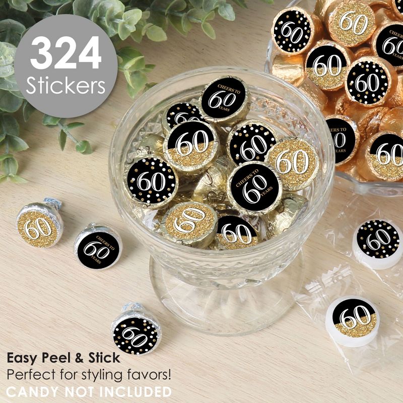 Big Dot of Happiness Adult 60th Birthday - Gold - Birthday Party Small Round Candy Stickers - Party Favor Labels - 324 Count, 2 of 8