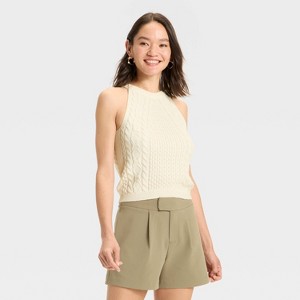 Women's Cable Crewneck Pullover Sweater Vest - A New Day™ - 1 of 3