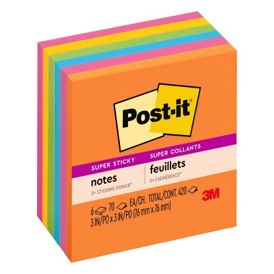 Post-it 6pk 3"x3" Super Sticky Notes 65 Sheets/Pad - Rio de Janeiro Collection