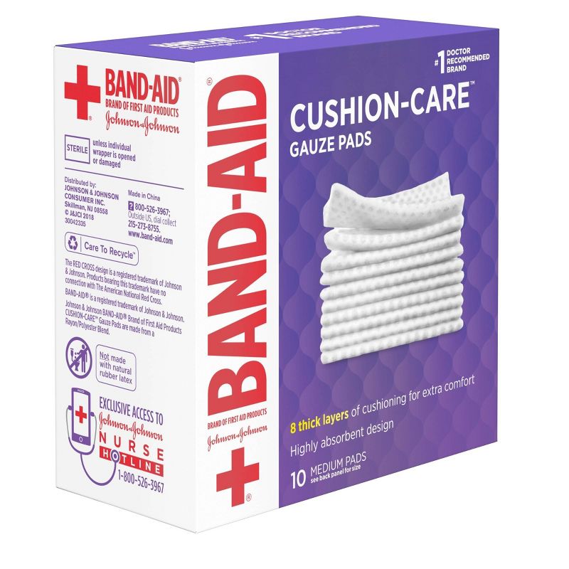 Johnson &#38; Johnson Brand Cushion Care Gauze Pads, Medium, 3 in x 3 in - 10 ct, 4 of 9