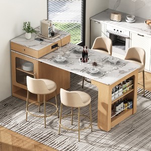 Kitchen Island with 2 Drawers and Side Open Shelves - 1 of 4
