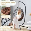 Sapphtopaz Porch Swing Egg Hanging Chair Wicker Woven Swing Hanging Hammock Chair with Cushions and Stand for Indoor, Garden, Terrace, Backyard - 2 of 4