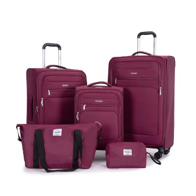 Whisen 5-Piece Set(18/23/27 in.) Luggage Sets Lightweight Softshell Suitcase with Travel Bag and Toiletry Bag