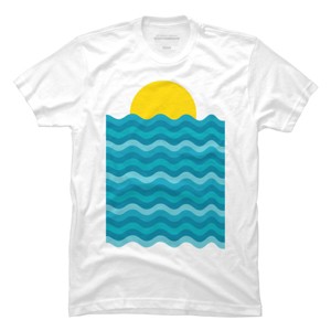 Men's Design By Humans Sunset Waves By clingcling T-Shirt - 1 of 4