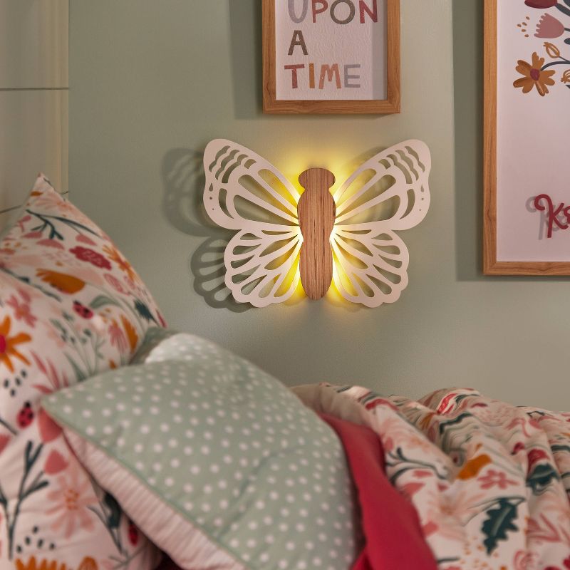 Butterfly Wood Lit Kids&#39; Wall Decor Cream - Pillowfort&#8482;, 4 of 12
