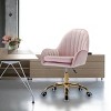 Velvet Ergonomic Office Chair with Swivel Base and Fixed Arms for Home Office or Vanity-3irtyhousy - 2 of 4