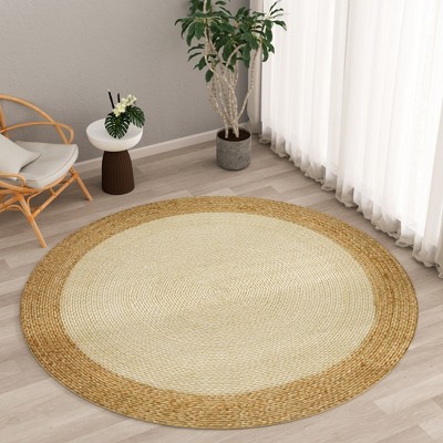 Maxax Round Jute Rug，Braided Area Rug，Hand Woven Natural Rustic Rug for Kitchen, Living Room and Bedroom