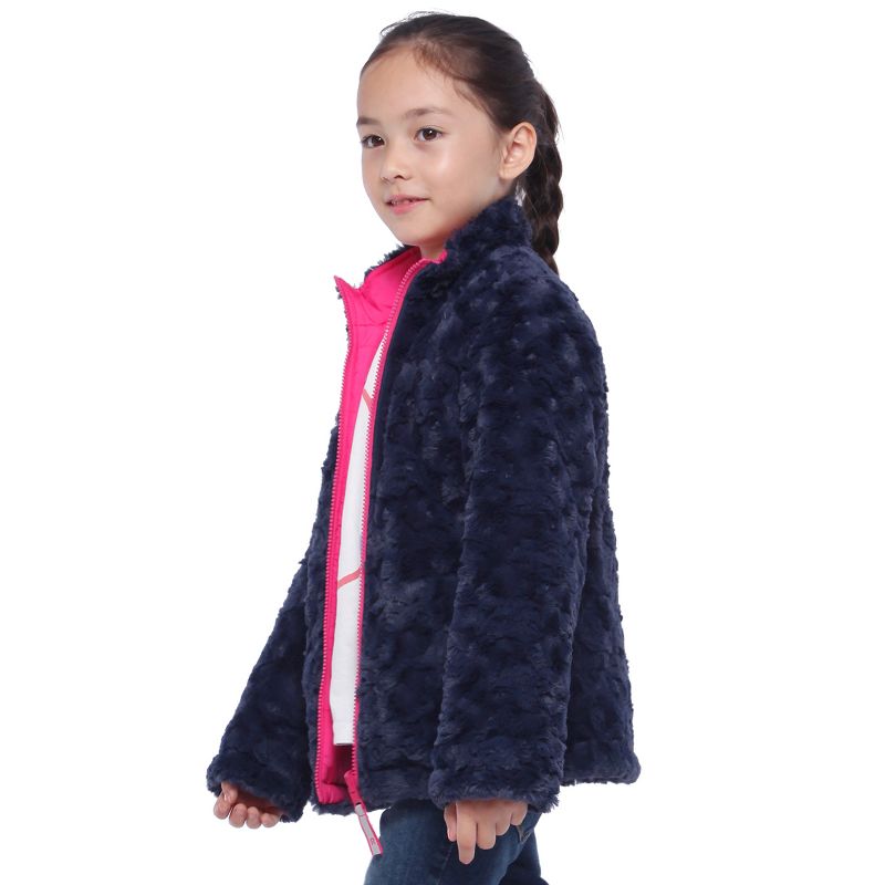 Rokka&Rolla Girls' Reversible Fleece Jacket Puffer Coat, 6 of 12