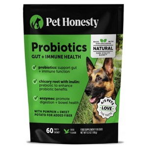 Pet Honesty Probiotics Gut & Health Duck Flavor Supplement for Dog - 60ct - 1 of 4