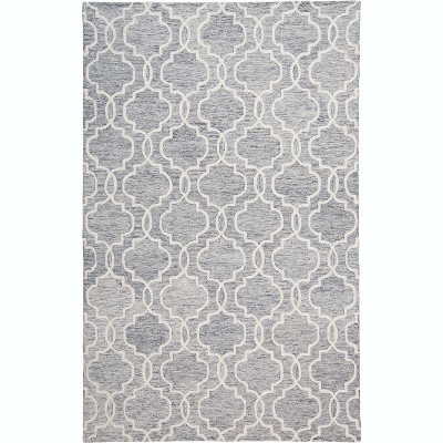 8'x10' Rectangle Hand Made Tufted Ogee Wool Area Rug Gray - Feizy