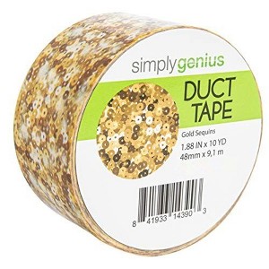 Simply Genius Art & Craft Duct Tape, Craft Supplies for Kids & Adults, Colored Tape, 1.8 in x 10 yards (Gold Sequins, Single roll) - 1 of 4
