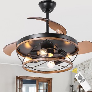 Bella Depot 42" Rustic Brown Retractable Cage Ceiling Fan with Light - 1 of 4