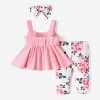 PATPAT Baby Girl 3pcs Bowknot Cami Top and Floral Pattern Leggings with Headband Outfit Set - 2 of 4