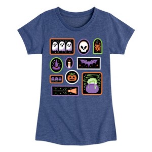 Girls' - Instant Message - Halloween Frames -Youth Girls Short Sleeve T-Shirt Fitted Short Sleeve Graphic T-Shirt - 1 of 4
