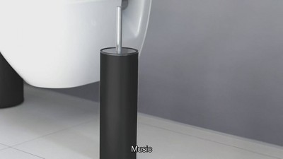 Black Stainless Steel Toilet Brush with Holder and Extra Heads