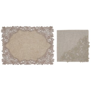 Saro Lifestyle Embroidered Design Lace Napkin and Placemat Set -  ( 1 placemat and 1 napkin) - 1 of 4