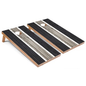 Skip's Garage Dark Grey Striped Cornhole Board Set, Includes 2 Boards, 8 Bags & Optional Accessories - 1 of 4