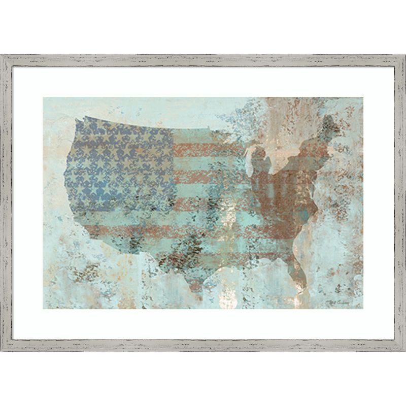 Amanti Art Vintage USA Map by Marie Elaine Cusson Wood Framed Wall Art Print 25 in. x 18 in., 1 of 7