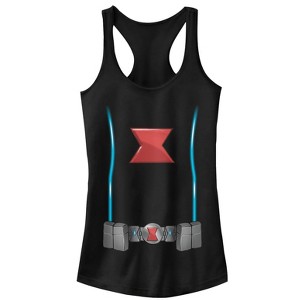 Juniors Womens Marvel Black Widow Costume Racerback Tank Top - 1 of 4