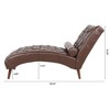 60.24" PU Upholstered Chaise Lounge with Rolling Pillow and Birch Gourd Legs - 2 of 4