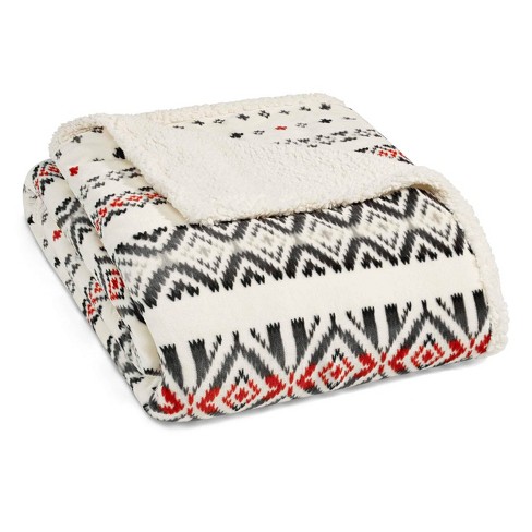 Full queen Patterned Plush Bed Blanket White Mountain Village