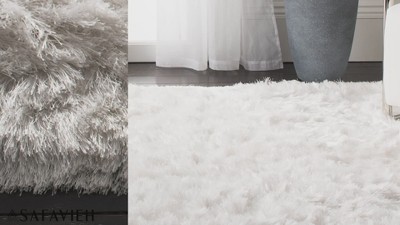 Ivory Hand-Tufted Shag Rectangular 5' x 8' Area Rug